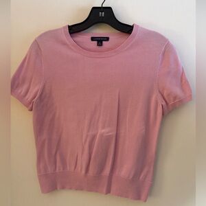 Lands' End Women S/P Sweater Pink Casual Short Sleeve